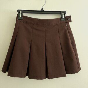 H&M Pleated Mini Skirt (Brown)